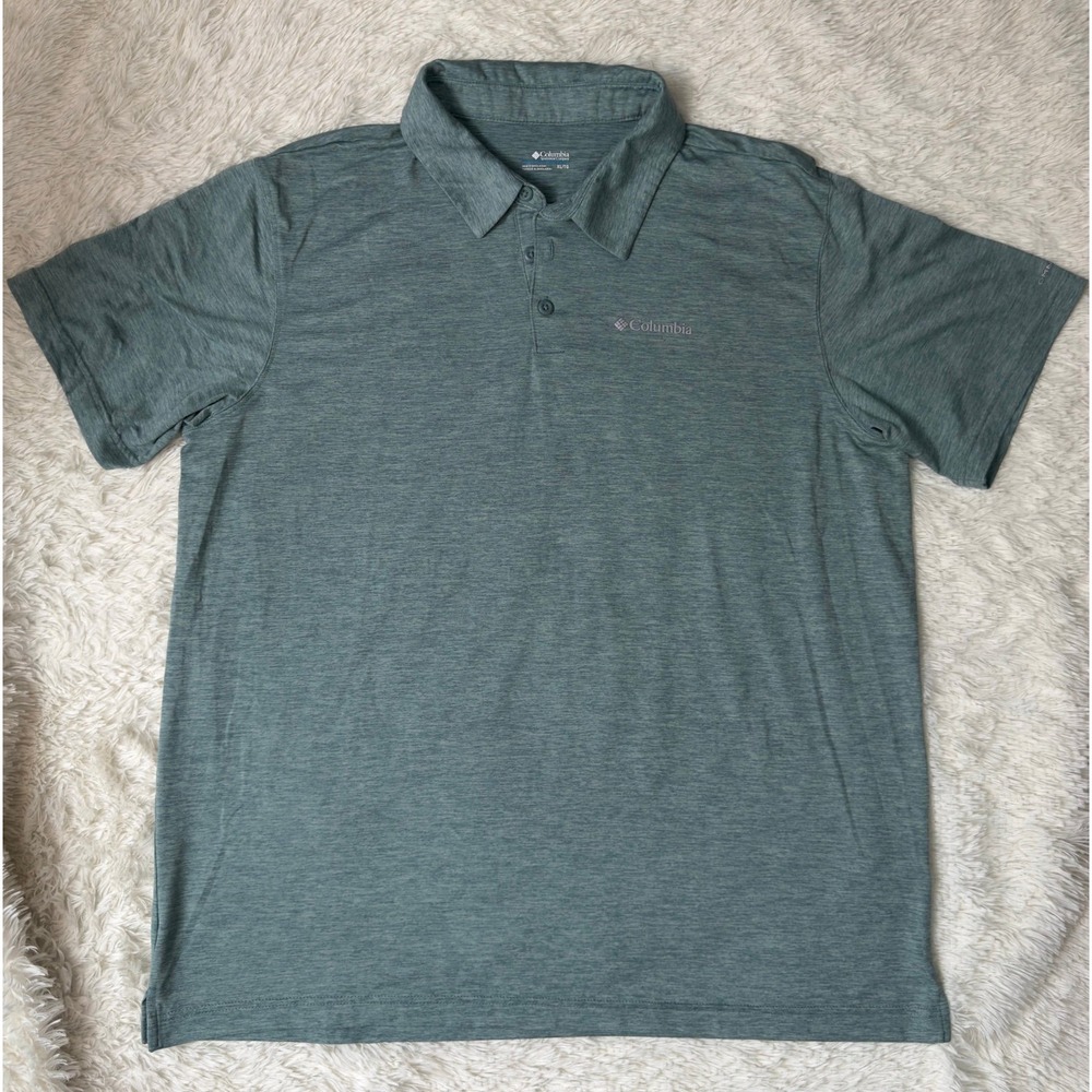 Columbia Mens XL Omni-Wick Space Dye Polo Shirt Green Heather Short Sleeve Golf